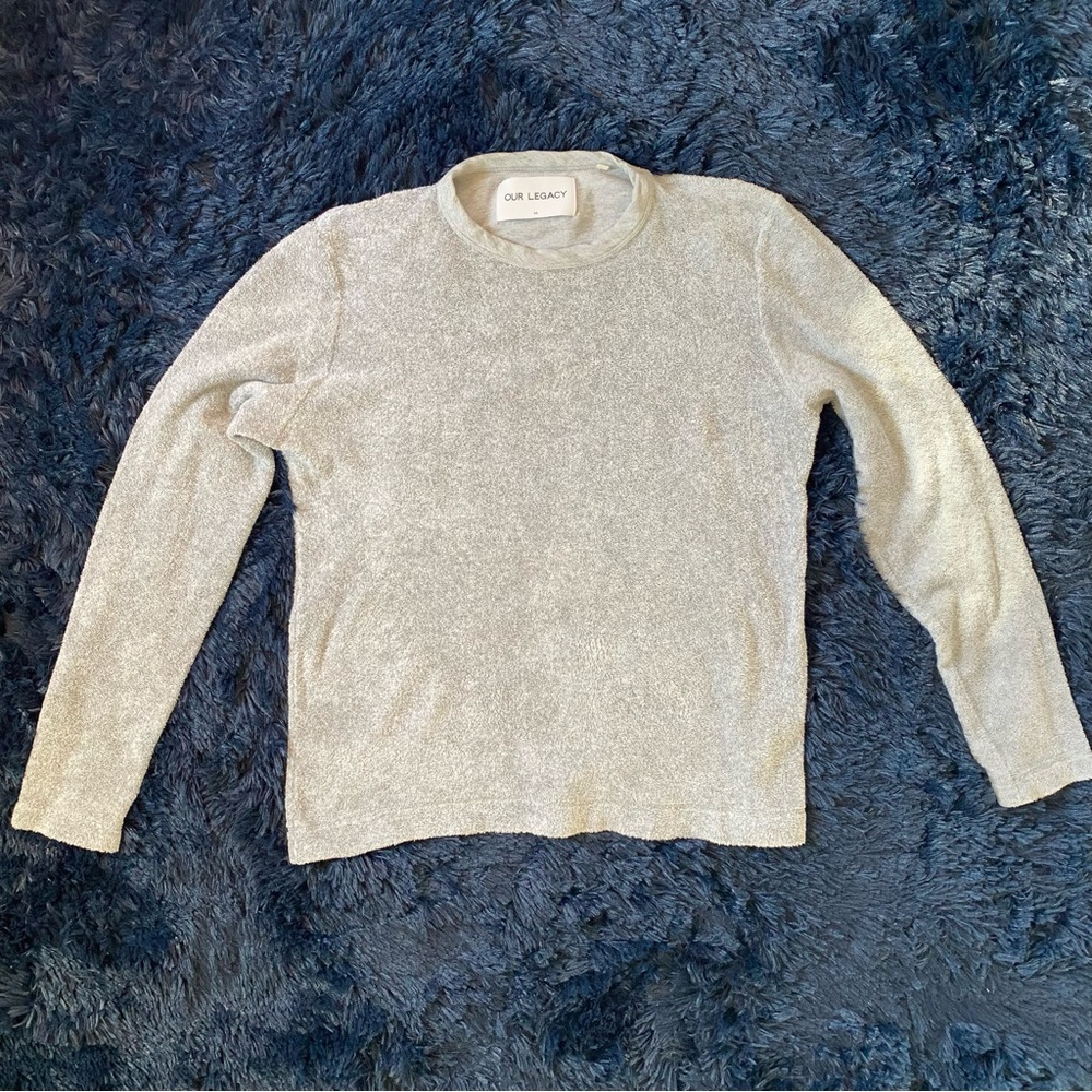 Our Legacy Cotton Terry Grey Long Sleeve Shirt